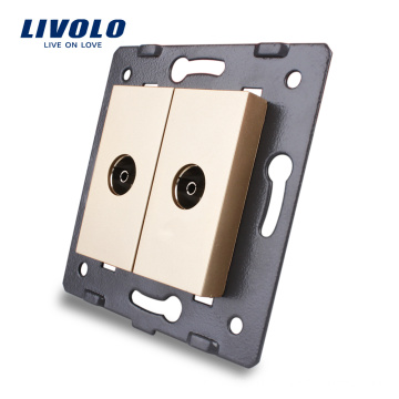 Livolo Manufacture Electric Gold Wall Socket Accessory The Base of TV Outlet VL-C7-2V-13